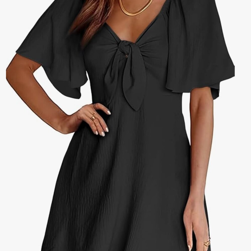 Dresses 2025 Spring Summer Deep V Neck Elegant Bow tie Mini- WORN ONCE!